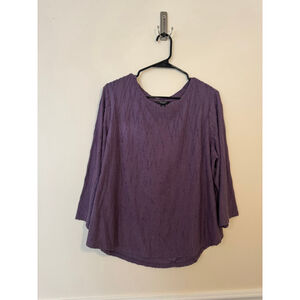 Women's Simply Vera Vera Wang Purple Textured 3/4 Sleeve Top XXL